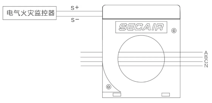 J-SCM41(160)剩余電流式<a href=http://m.hxydcho.com/dianqihuozai/ target=_blank class=infotextkey>電氣火災監(jiān)控</a>探測器接線圖
